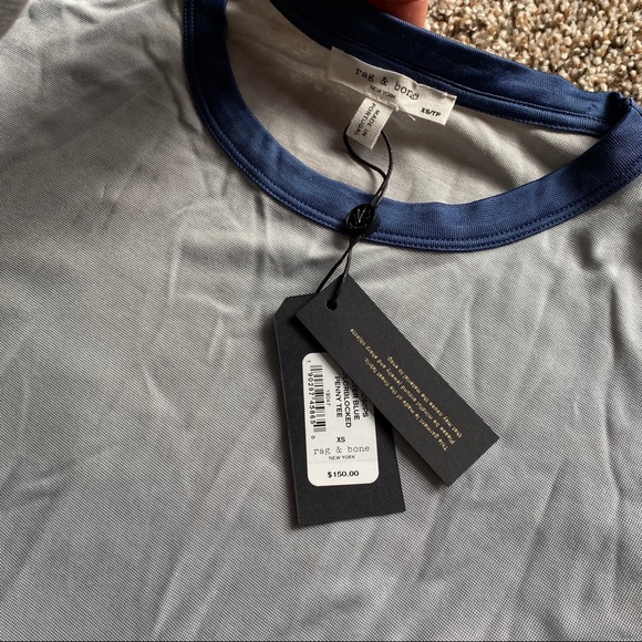 🔥Rag & Bone 🔥Colorblocked Penny T-Shirt Blue cotton viscose - Picture 4 of 5